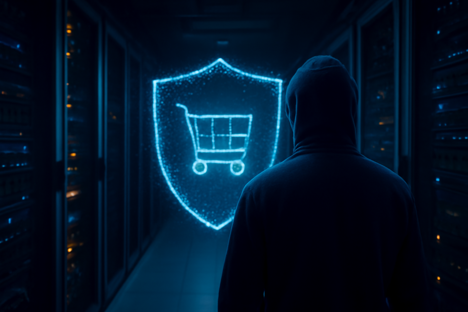 Especialista diante de servidores protegendo a operação de uma loja Magento durante atualização de segurança