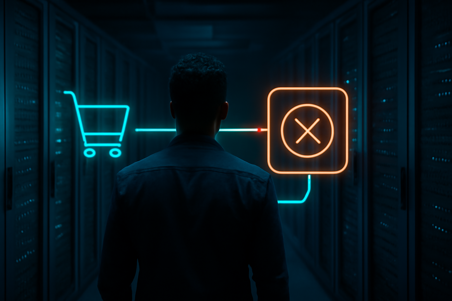 Especialista investigando falha de checkout em uma infraestrutura de e-commerce