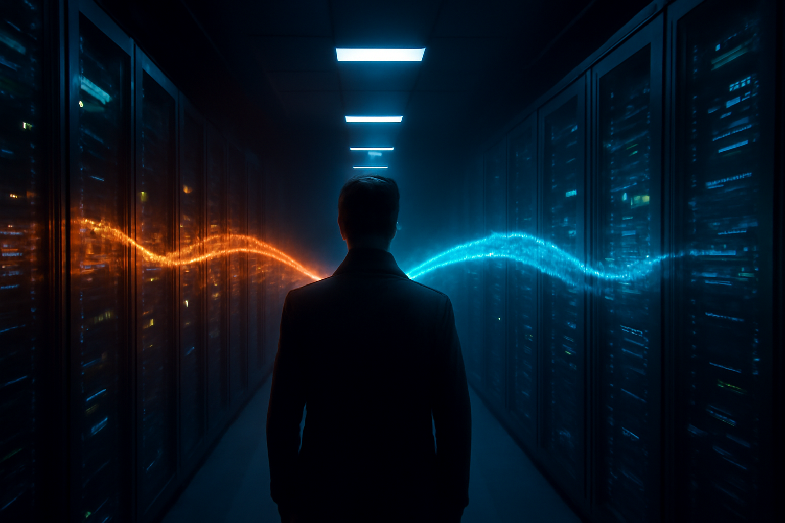 Profissional em data center analisando a migração do Elasticsearch para OpenSearch no Magento