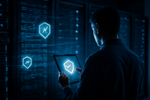 Especialista avaliando a aplicação de um isolated security patch em servidores de e-commerce