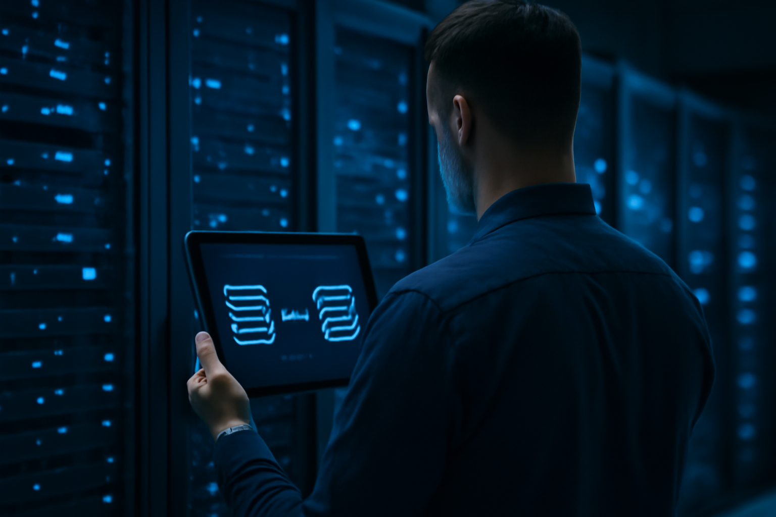 Especialista analisando a migração do banco de dados de uma loja Magento em um data center